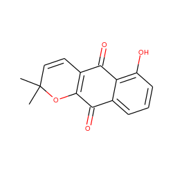 CC1(C)C=CC2=C(O1)C(=O)c1cccc(O)c1C2=O ZINC000029135586