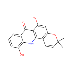 CC1(C)C=Cc2c(cc(O)c3c(=O)c4cccc(O)c4[nH]c23)O1 ZINC000005963545