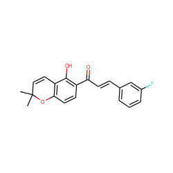 CC1(C)C=Cc2c(ccc(C(=O)/C=C/c3cccc(F)c3)c2O)O1 ZINC000084709099