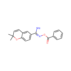 CC1(C)C=Cc2cc(/C(N)=N/OC(=O)c3ccccc3)ccc2O1 ZINC000008552929