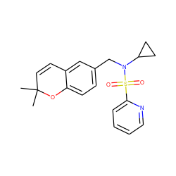 CC1(C)C=Cc2cc(CN(C3CC3)S(=O)(=O)c3ccccn3)ccc2O1 ZINC000095553701