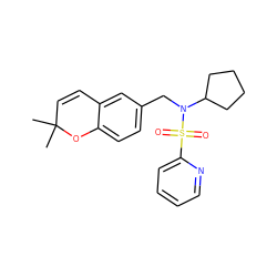 CC1(C)C=Cc2cc(CN(C3CCCC3)S(=O)(=O)c3ccccn3)ccc2O1 ZINC000095552943