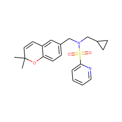 CC1(C)C=Cc2cc(CN(CC3CC3)S(=O)(=O)c3ccccn3)ccc2O1 ZINC000095553638