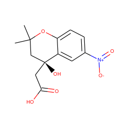 CC1(C)C[C@@](O)(CC(=O)O)c2cc([N+](=O)[O-])ccc2O1 ZINC000013456235