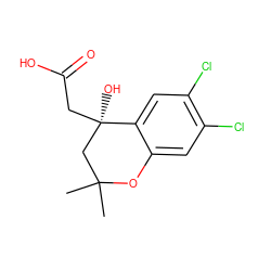 CC1(C)C[C@@](O)(CC(=O)O)c2cc(Cl)c(Cl)cc2O1 ZINC000013456238