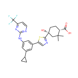 CC1(C)C[C@@](O)(c2ncc(-c3cc(Nc4nccc(C(F)(F)F)n4)cc(C4CC4)c3)s2)CC[C@@H]1C(=O)O ZINC000117851352