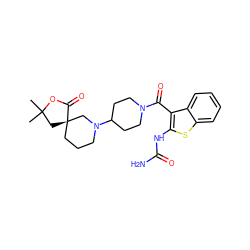 CC1(C)C[C@@]2(CCCN(C3CCN(C(=O)c4c(NC(N)=O)sc5ccccc45)CC3)C2)C(=O)O1 ZINC000073140759