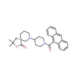 CC1(C)C[C@@]2(CCCN(C3CCN(C(=O)c4c5ccccc5cc5ccccc45)CC3)C2)C(=O)O1 ZINC000073137801