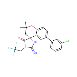 CC1(C)C[C@@]2(NC(=N)N(CC(F)(F)F)C2=O)c2cc(-c3cccc(Cl)c3)ccc2O1 ZINC000095601885