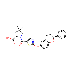 CC1(C)C[C@@H](C(=O)O)N(C(=O)c2cnc(Oc3ccc4c(c3)CC[C@@H](c3ccccc3)O4)s2)C1 ZINC000145597804