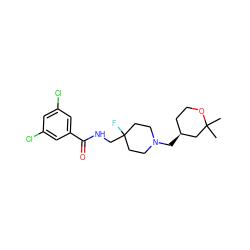 CC1(C)C[C@@H](CN2CCC(F)(CNC(=O)c3cc(Cl)cc(Cl)c3)CC2)CCO1 ZINC000034866049