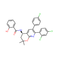 CC1(C)C[C@@H](NC(=O)c2ccccc2O)c2cc(-c3ccc(Cl)cc3)c(-c3ccc(Cl)cc3Cl)nc2O1 ZINC000049783915