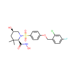 CC1(C)C[C@@H](O)CN(S(=O)(=O)c2ccc(OCc3ccc(F)cc3Cl)cc2)[C@H]1C(=O)NO ZINC000028471922