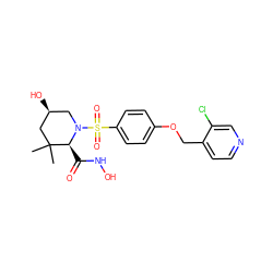 CC1(C)C[C@@H](O)CN(S(=O)(=O)c2ccc(OCc3ccncc3Cl)cc2)[C@H]1C(=O)NO ZINC000028471629