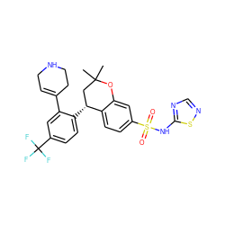 CC1(C)C[C@@H](c2ccc(C(F)(F)F)cc2C2=CCNCC2)c2ccc(S(=O)(=O)Nc3ncns3)cc2O1 ZINC000653720267