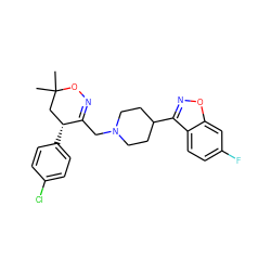 CC1(C)C[C@@H](c2ccc(Cl)cc2)C(CN2CCC(c3noc4cc(F)ccc34)CC2)=NO1 ZINC000473083031