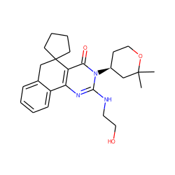 CC1(C)C[C@@H](n2c(NCCO)nc3c(c2=O)C2(CCCC2)Cc2ccccc2-3)CCO1 ZINC000002193341