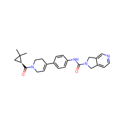 CC1(C)C[C@@H]1C(=O)N1CC=C(c2ccc(NC(=O)N3Cc4ccncc4C3)cc2)CC1 ZINC000166400838