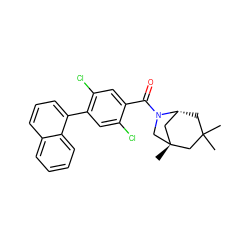 CC1(C)C[C@@H]2C[C@@](C)(CN2C(=O)c2cc(Cl)c(-c3cccc4ccccc34)cc2Cl)C1 ZINC000049793195