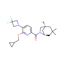 CC1(C)C[C@@H]2C[C@@](C)(CN2C(=O)c2ccc(N3CC(F)(F)C3)c(OCC3CC3)n2)C1 ZINC000149296140