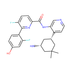 CC1(C)C[C@H](N)C[C@H](c2ccncc2NC(=O)c2ccc(F)c(-c3ccc(O)cc3F)n2)C1 ZINC000168282187