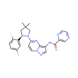 CC1(C)C[C@H](c2cc(F)ccc2F)N(c2ccn3ncc(NC(=O)c4cnccn4)c3n2)C1 ZINC001772655766