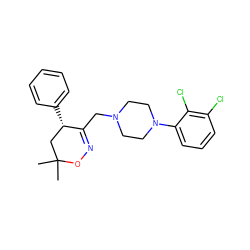 CC1(C)C[C@H](c2ccccc2)C(CN2CCN(c3cccc(Cl)c3Cl)CC2)=NO1 ZINC000473085097