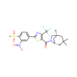 CC1(C)C[C@H]2C[C@@](C)(CN2C(=O)c2sc(-c3ccc(S(C)(=O)=O)c([N+](=O)[O-])c3)nc2C(F)(F)F)C1 ZINC000101522043
