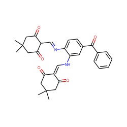 CC1(C)CC(=O)C(=CNc2cc(C(=O)c3ccccc3)ccc2/N=C/C2C(=O)CC(C)(C)CC2=O)C(=O)C1 ZINC000102936168