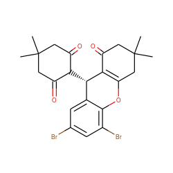 CC1(C)CC(=O)C([C@@H]2C3=C(CC(C)(C)CC3=O)Oc3c(Br)cc(Br)cc32)C(=O)C1 ZINC000000828112