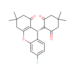 CC1(C)CC(=O)C([C@H]2C3=C(CC(C)(C)CC3=O)Oc3cc(F)ccc32)C(=O)C1 ZINC000101200445