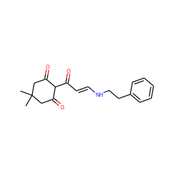 CC1(C)CC(=O)C(C(=O)/C=C/NCCc2ccccc2)C(=O)C1 ZINC000100614715