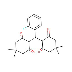 CC1(C)CC(=O)C(C(c2ccccc2F)C2C(=O)CC(C)(C)CC2=O)C(=O)C1 ZINC000017992268