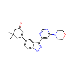 CC1(C)CC(=O)C=C(c2ccc3[nH]nc(-c4cc(N5CCOCC5)ncn4)c3c2)C1 ZINC000225559396