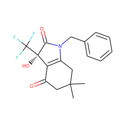 CC1(C)CC(=O)C2=C(C1)N(Cc1ccccc1)C(=O)[C@]2(O)C(F)(F)F ZINC000002471676