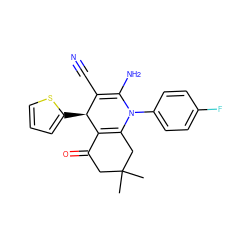 CC1(C)CC(=O)C2=C(C1)N(c1ccc(F)cc1)C(N)=C(C#N)[C@@H]2c1cccs1 ZINC000001059657