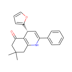 CC1(C)CC(=O)C2=C(C1)NC(c1ccccc1)=C[C@H]2c1ccco1 ZINC000100841191