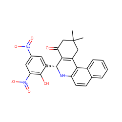 CC1(C)CC(=O)C2=C(C1)c1c(ccc3ccccc13)N[C@@H]2c1cc([N+](=O)[O-])cc([N+](=O)[O-])c1O ZINC000002067167