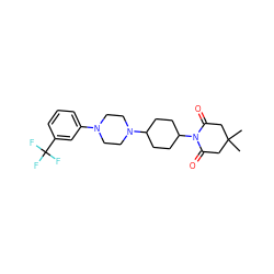 CC1(C)CC(=O)N(C2CCC(N3CCN(c4cccc(C(F)(F)F)c4)CC3)CC2)C(=O)C1 ZINC000013678537