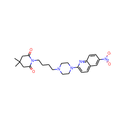 CC1(C)CC(=O)N(CCCCN2CCN(c3ccc4cc([N+](=O)[O-])ccc4n3)CC2)C(=O)C1 ZINC000073198119