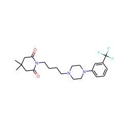 CC1(C)CC(=O)N(CCCCN2CCN(c3cccc(C(F)(F)F)c3)CC2)C(=O)C1 ZINC000013678549