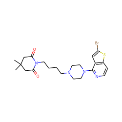 CC1(C)CC(=O)N(CCCCN2CCN(c3nccc4sc(Br)cc34)CC2)C(=O)C1 ZINC000034186869