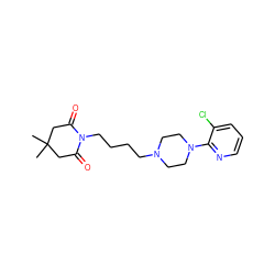 CC1(C)CC(=O)N(CCCCN2CCN(c3ncccc3Cl)CC2)C(=O)C1 ZINC000027711671