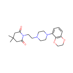 CC1(C)CC(=O)N(CCN2CCN(c3cccc4c3OCCO4)CC2)C(=O)C1 ZINC000013743931