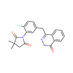 CC1(C)CC(=O)N(c2cc(Cc3n[nH]c(=O)c4ccccc34)ccc2F)C1=O ZINC000028525194