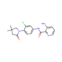 CC1(C)CC(=O)N(c2ccc(NC(=O)c3ncccc3N)cc2Cl)C1 ZINC000653845080