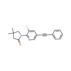 CC1(C)CC(=O)N(c2ncc(C#Cc3ccccc3)cc2F)C1 ZINC000144052717