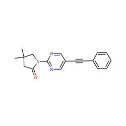 CC1(C)CC(=O)N(c2ncc(C#Cc3ccccc3)cn2)C1 ZINC000144348510