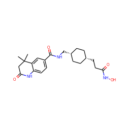 CC1(C)CC(=O)Nc2ccc(C(=O)NC[C@H]3CC[C@@H](CCC(=O)NO)CC3)cc21 ZINC000299840060