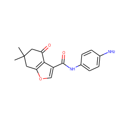 CC1(C)CC(=O)c2c(C(=O)Nc3ccc(N)cc3)coc2C1 ZINC000063539350